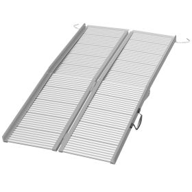 HOMCOM Aluminum Wheelchair Ramp, 5ft, Foldable, Textured for Safety, Silver, for Steps, Doorways