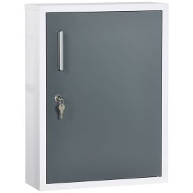 kleankin Bathroom Medicine Cabinet with Shelves Inside & On Door, Locking Medical Cabinet for Child & Pet Safety, First Aid Bathroom Wall Cabinet