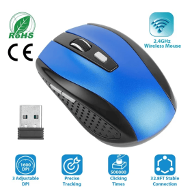 2.4G Wireless Gaming Mouse Optical Mice W (Color: Blue)