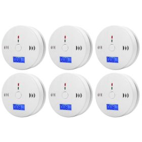 1-6Pcs CO Sensor Carbon Monoxide Detector Sound Independent CO Poisoning Warning Alarm Detectors Meter Kitchen Fireplace Indoor (Color: 6PCS, Ships From: CN)