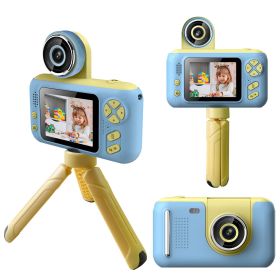 Kids Digital Camera with Flip Lens Children Video Camcorder Christmas Toy Birthday Gifts with Tripod 2.4in Screen 32G MMC Card for 3-10 Year Old (Color: Blue)