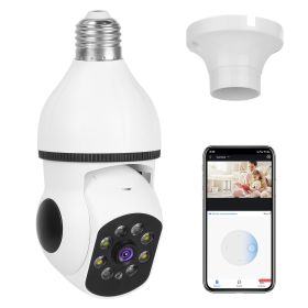 E27 WiFi Bulb Camera 1080P FHD WiFi IP Pan Tilt Security Surveillance Camera with Two-Way Audio Full Color Night Vision Flood Light Motion Tracki (Color: White)