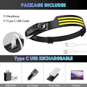 COB -LED Rechargeable Headlamp Headlight Torch Work Light Head Band Lamp 6000K (Option: W13256090)